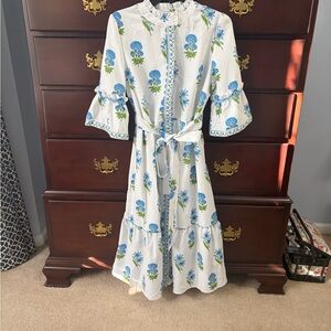 Entro White and Blue Floral Dress